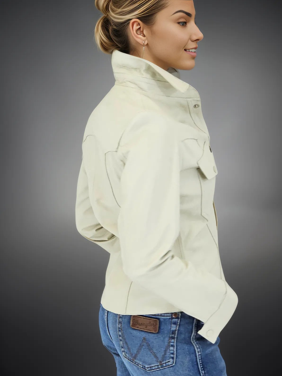 Handcrafted Women's Sheepskin Leather Shirt – Western - Style Bone Button - Up - Tenku Designs