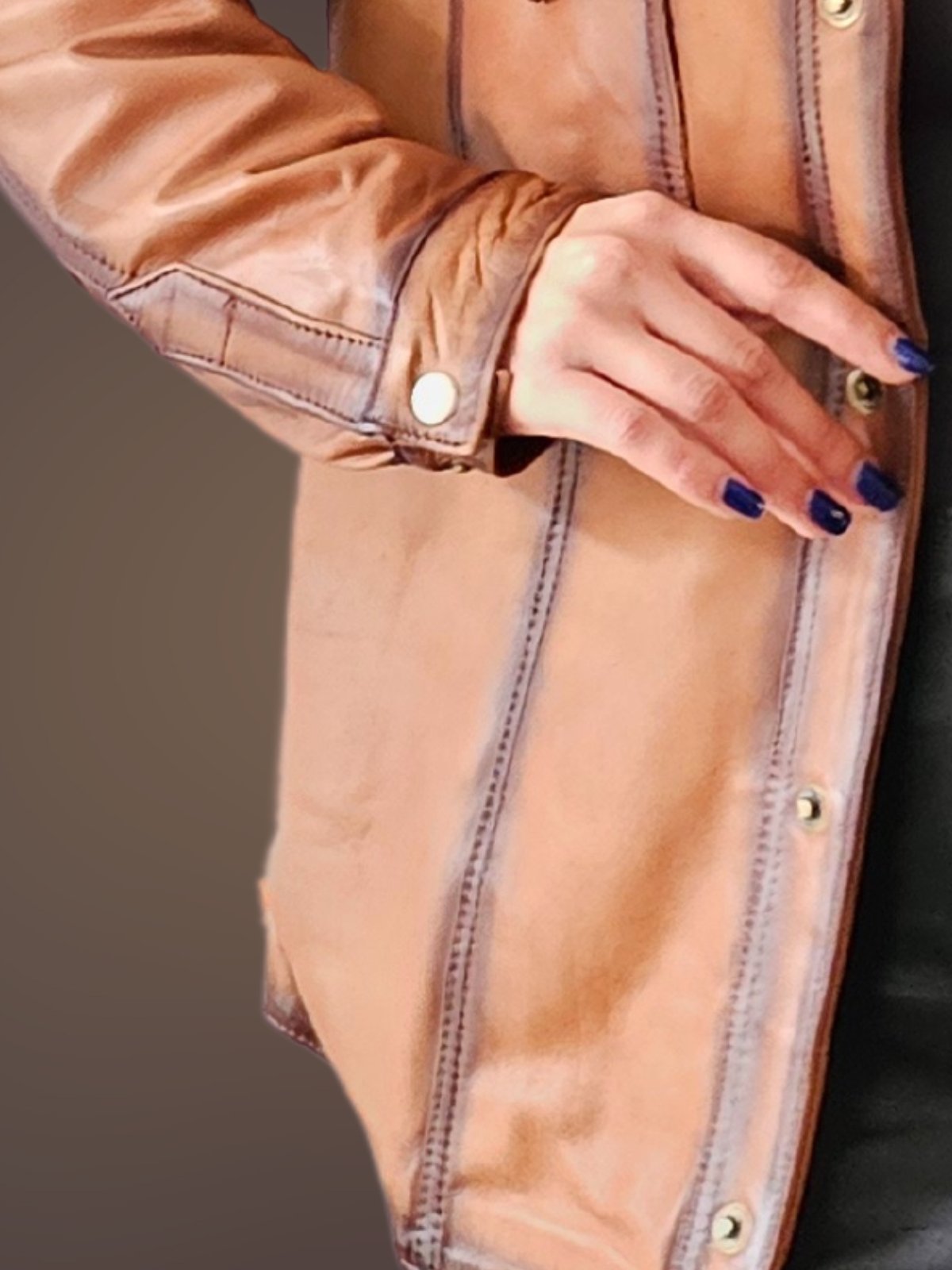 Handcrafted Women's Sheepskin Leather Shirt – Western - Style Vintage Honey Button - Up - Tenku Designs