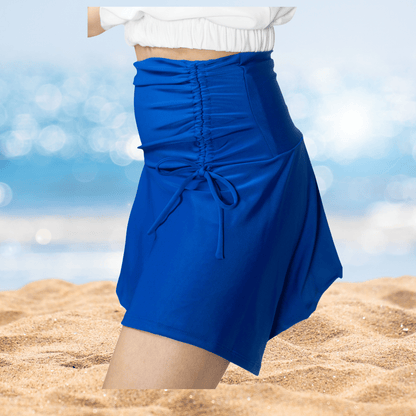 High - Rise Tummy Control Ruched Extra Mini Skirt – Adjustable Asymmetrical Drawstring Skirt Cobalt Blue - Tenku Designs