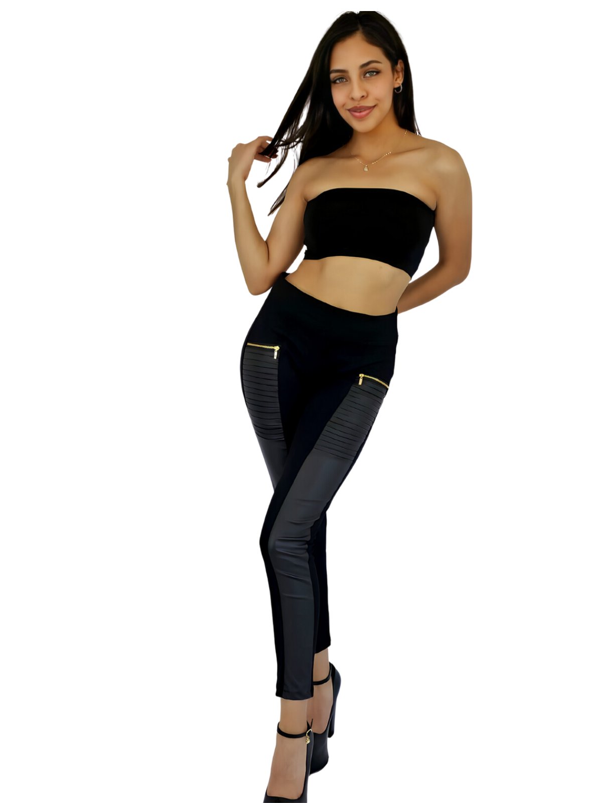 High - Waisted Tummy Control Pants Black - Tenku Designs