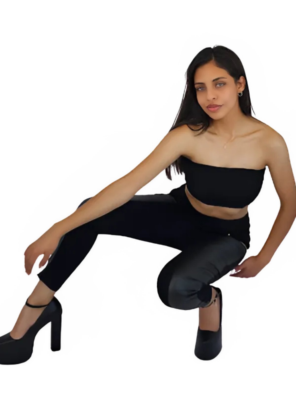 High - Waisted Tummy Control Pants Black - Tenku Designs