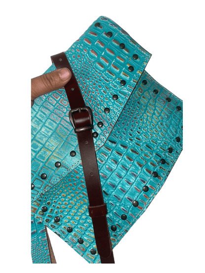 Hybrid Crosboddy Hand Wrist Bag Crocodile Embossed Black - Tenku Designs