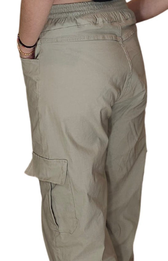 Khaki Oversized Cargo Pants – Stretchable & Trendy - Tenku Designs