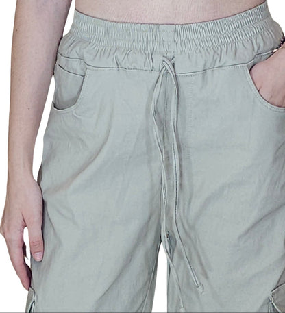 Khaki Oversized Cargo Pants – Stretchable & Trendy - Tenku Designs