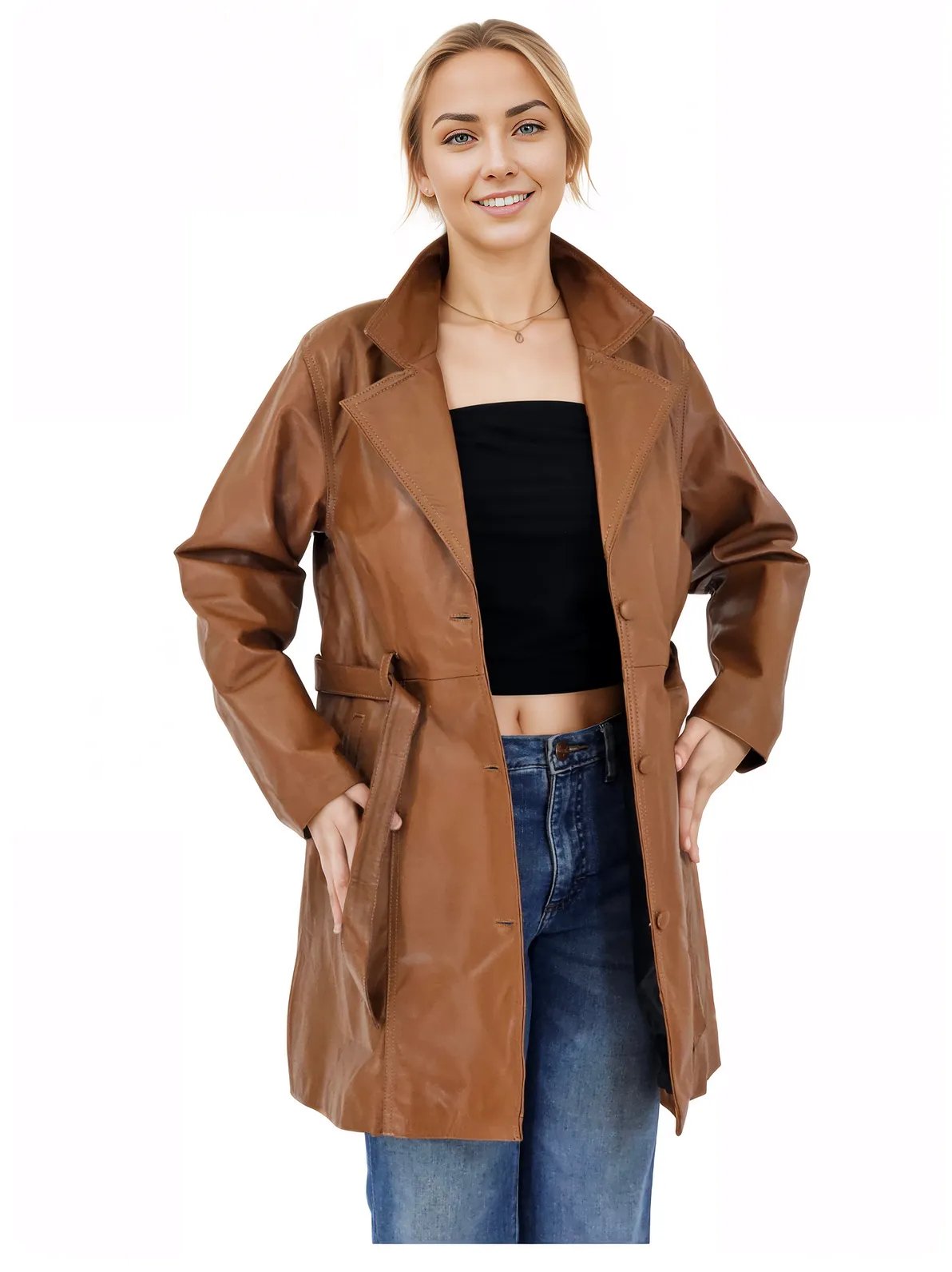 Lamb Leather Coat Honey - Tenku Designs