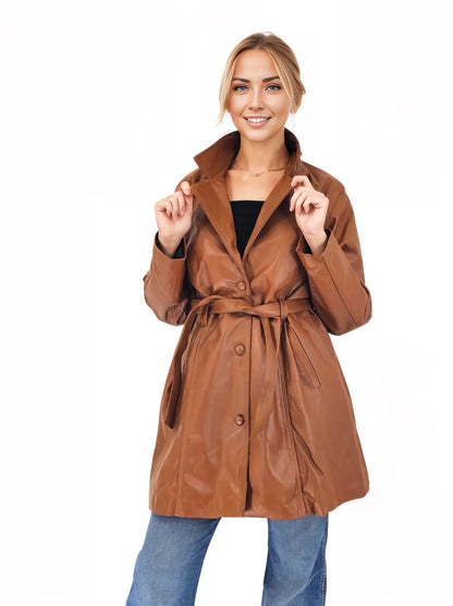 Lamb Leather Coat Honey - Tenku Designs