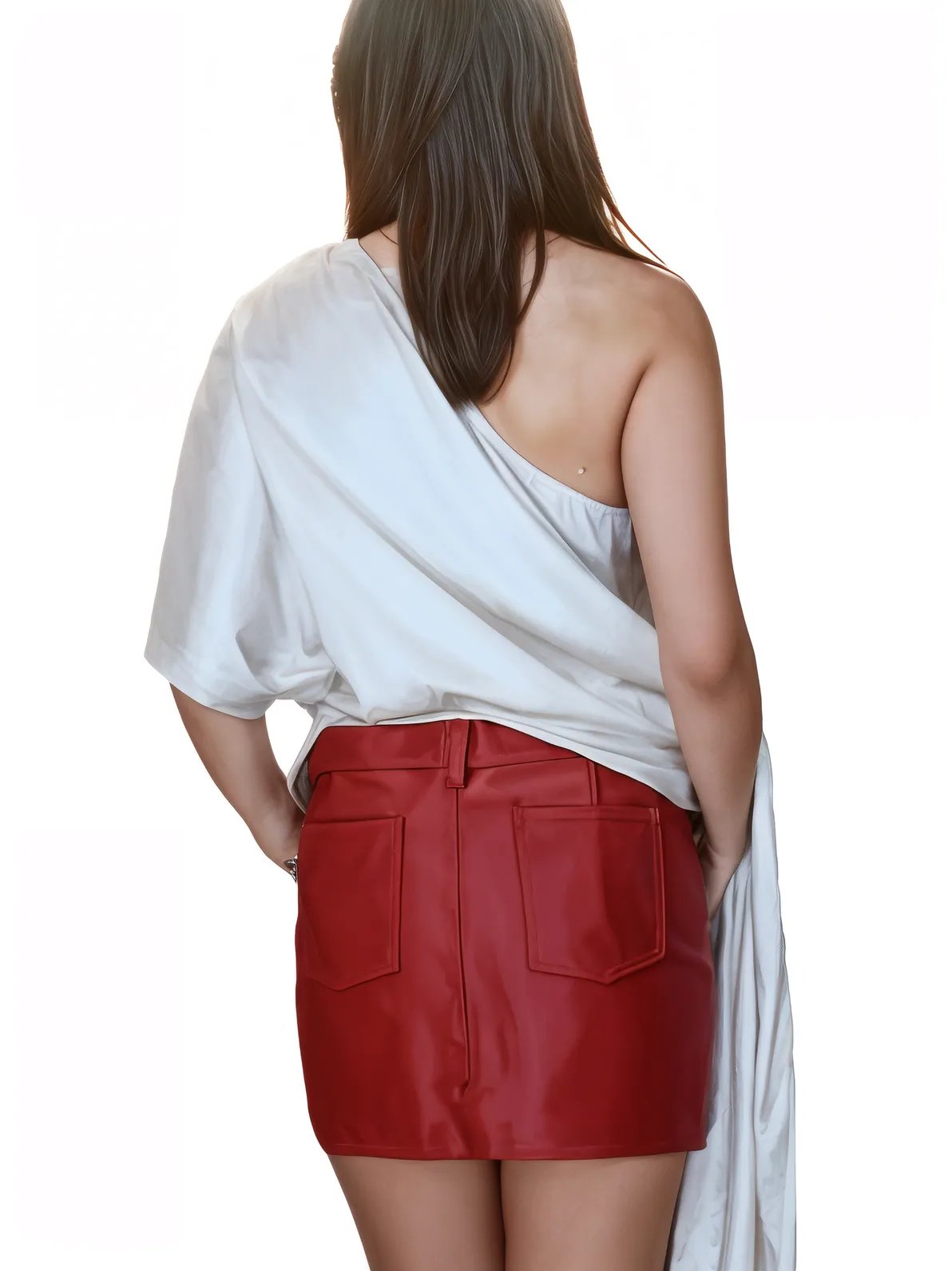 Lambskin Leather Mini Skirt Red * - Tenku Designs