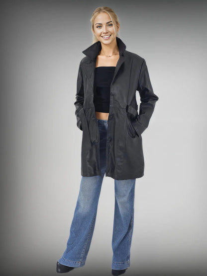 Leather Coat Black - Tenku Designs