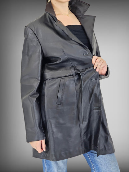 Leather Coat Black - Tenku Designs