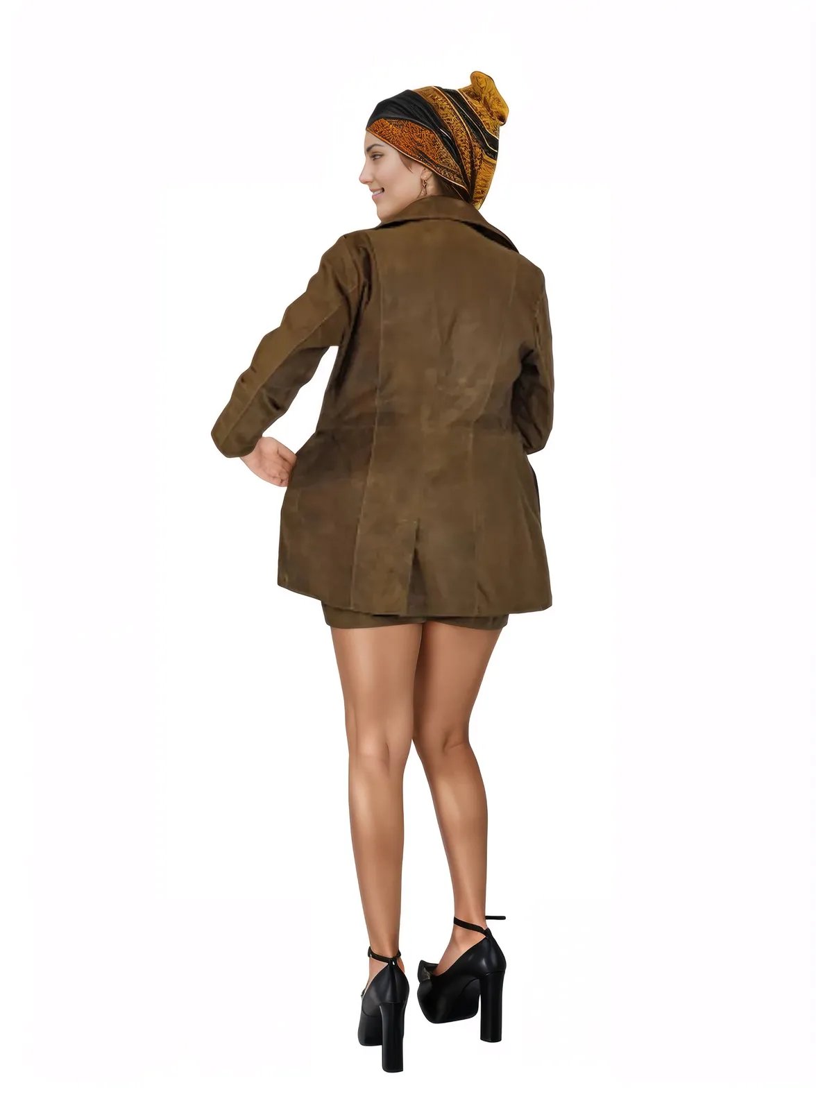 Leather Jacket Set Crackled Brown - Tenku Designs