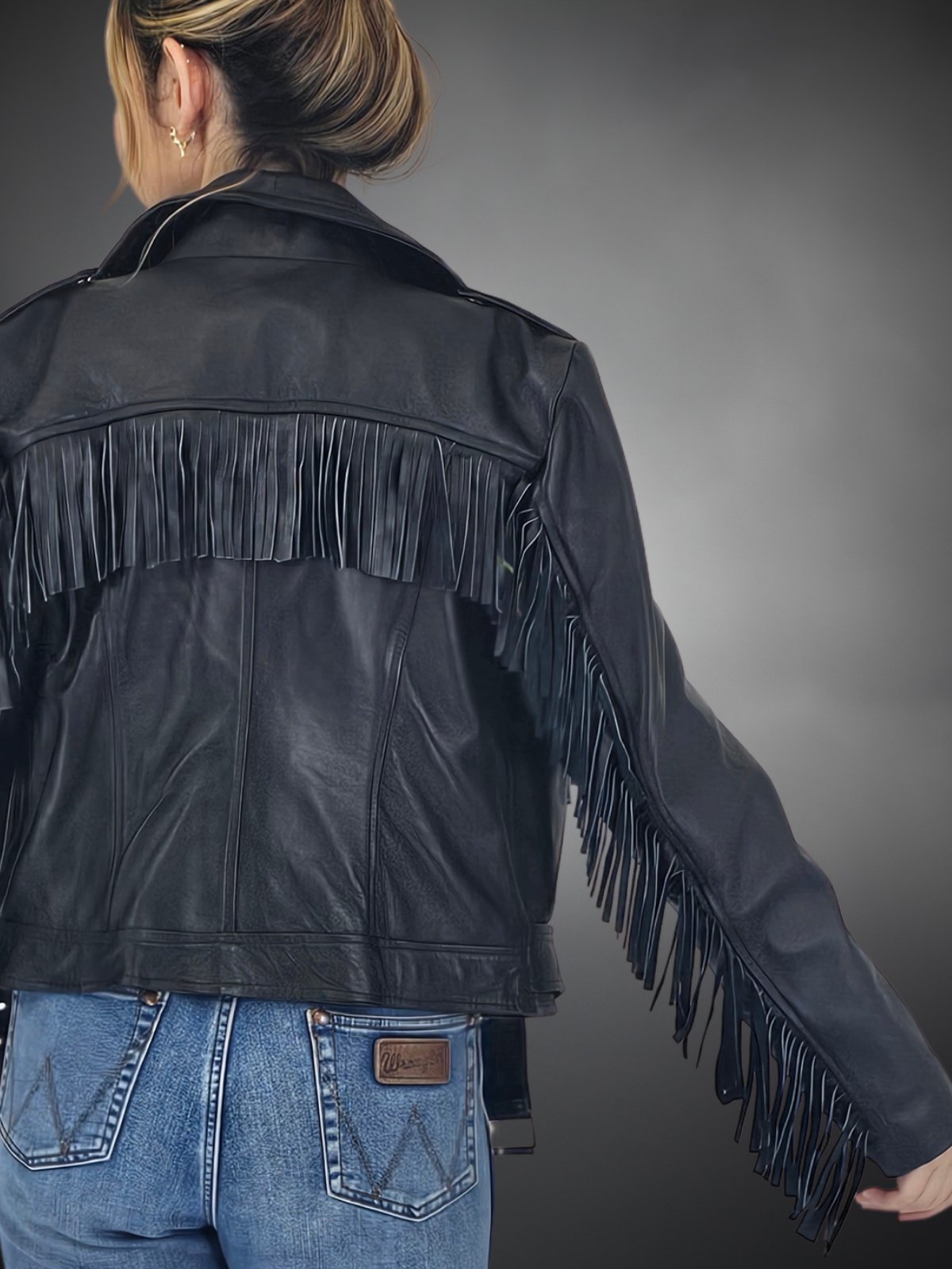 Leather Jacket w/Fringes - Tenku Designs