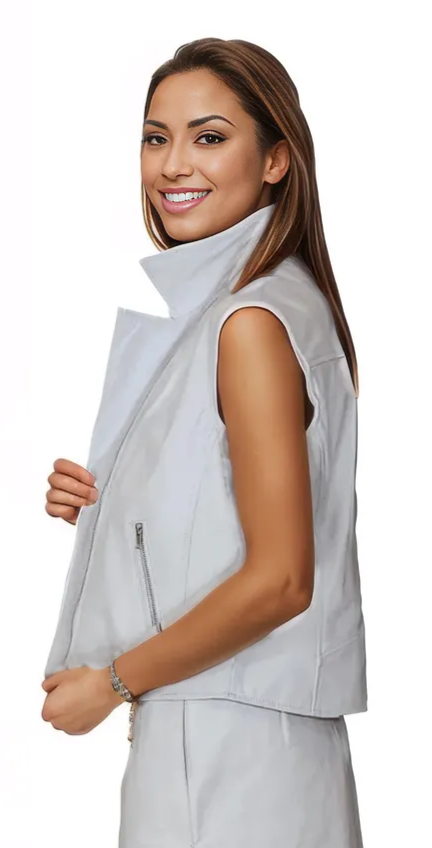 Leather Vest White