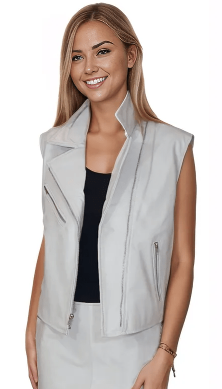 Leather Vest White - Tenku Designs