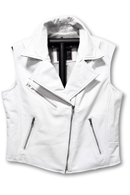 Leather Vest White - Tenku Designs