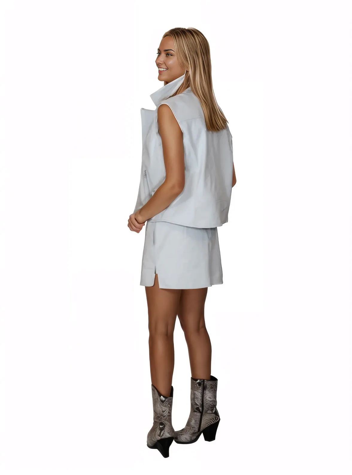 Leather Vest White - Tenku Designs