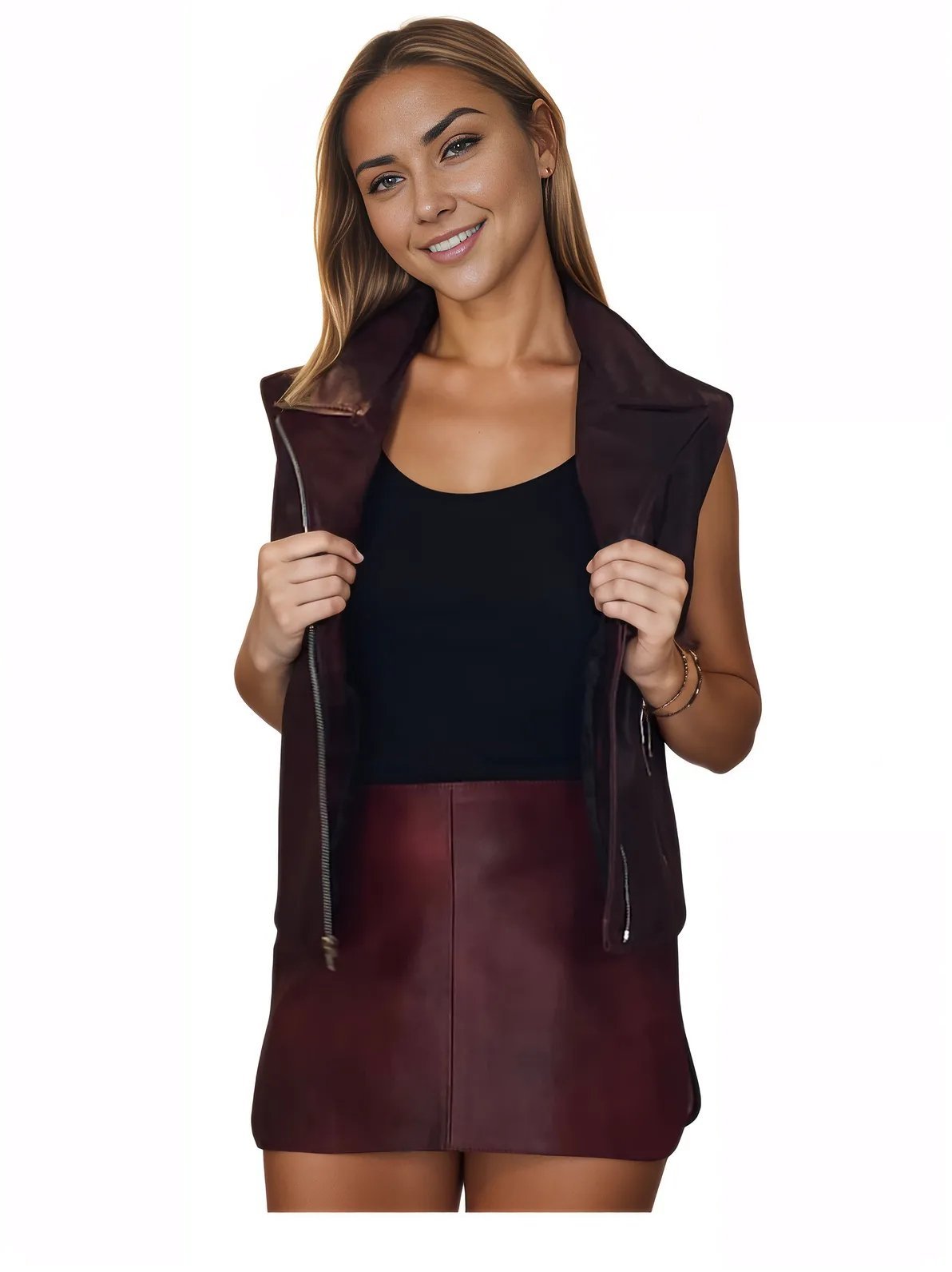Leather Vest Wine - Tenku Designs