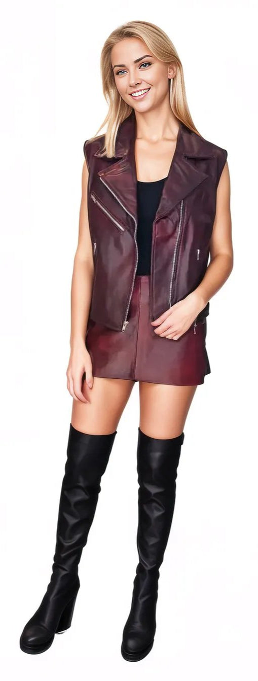 Leather Vest Wine - Tenku Designs