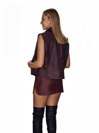 Leather Vest Wine - Tenku Designs