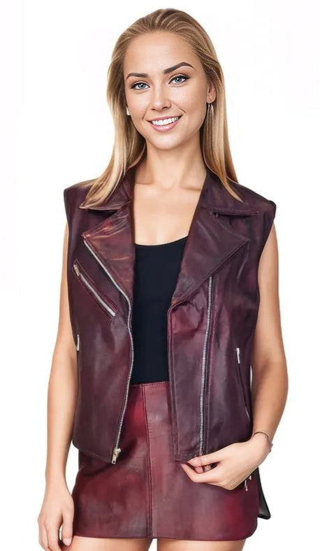 Leather Vest Wine - Tenku Designs