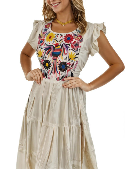 Mexican Folkloric Dress Natural - Tenku Designs