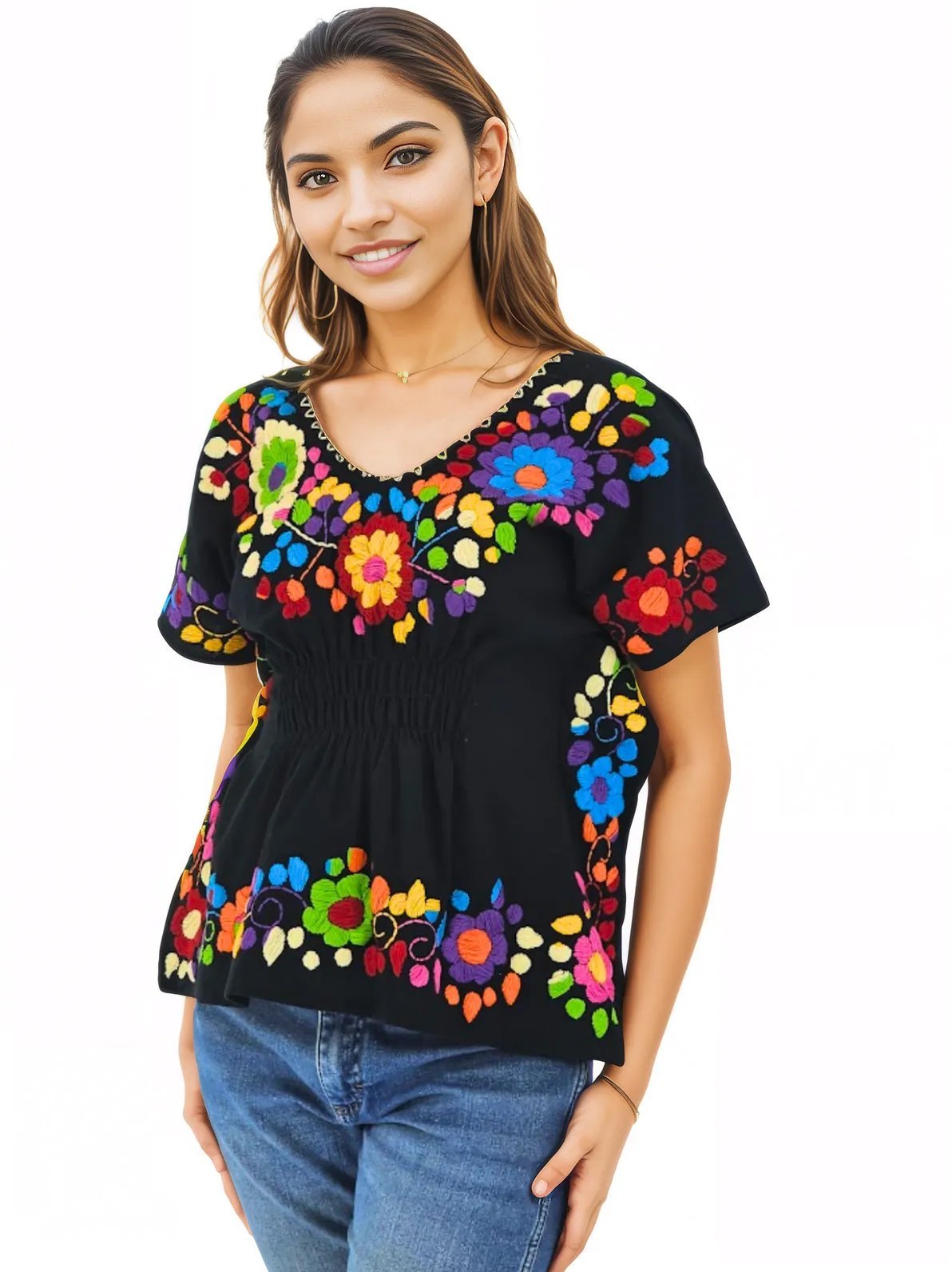 Mexican Folkloric Embrodered Butterfly Top - Tenku Designs