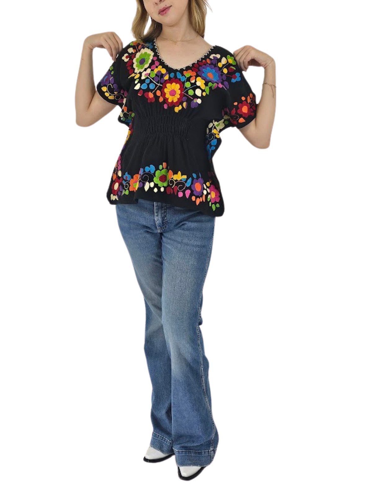 Mexican Folkloric Embrodered Butterfly Top - Tenku Designs