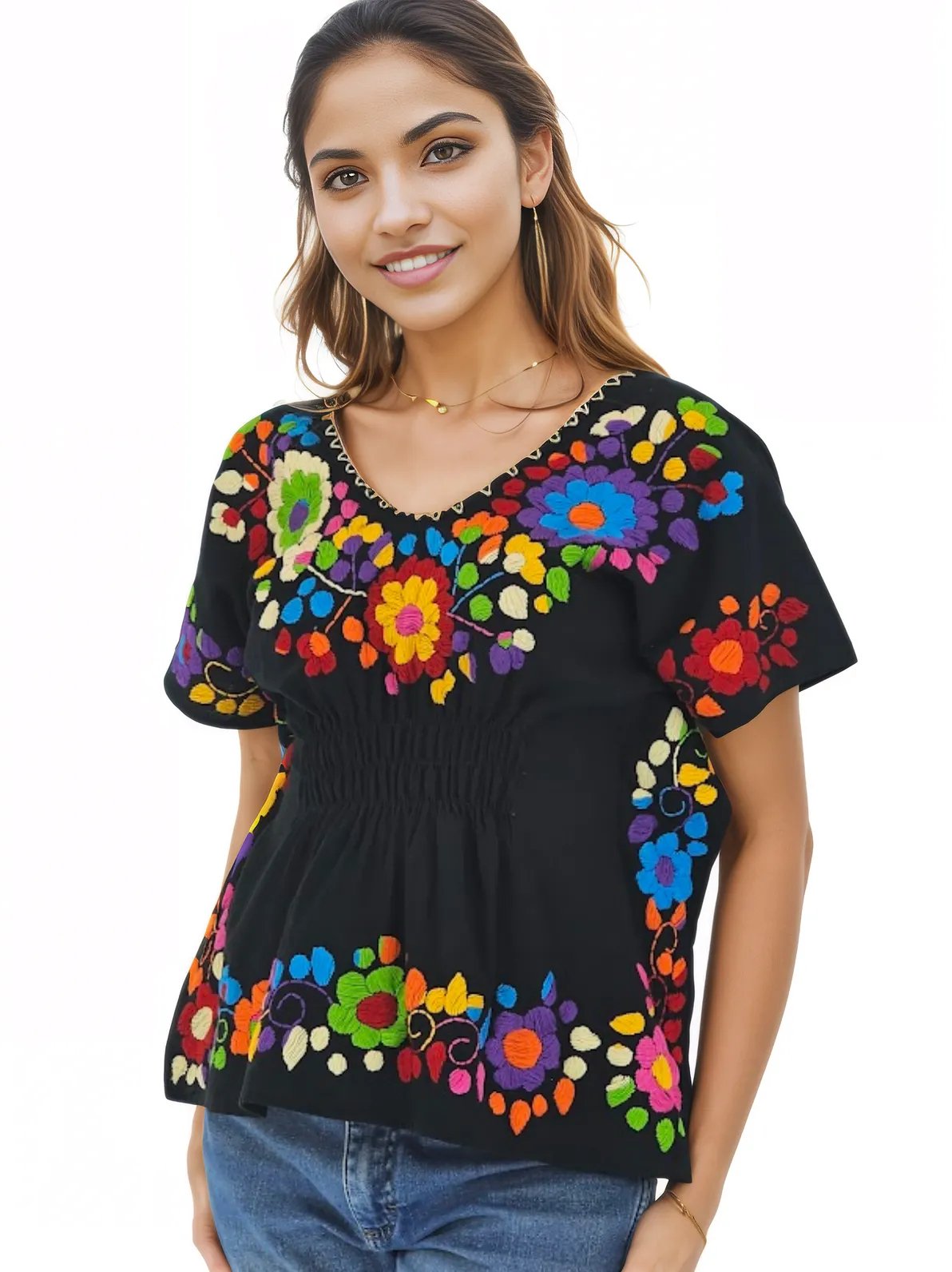 Mexican Folkloric Embrodered Butterfly Top - Tenku Designs