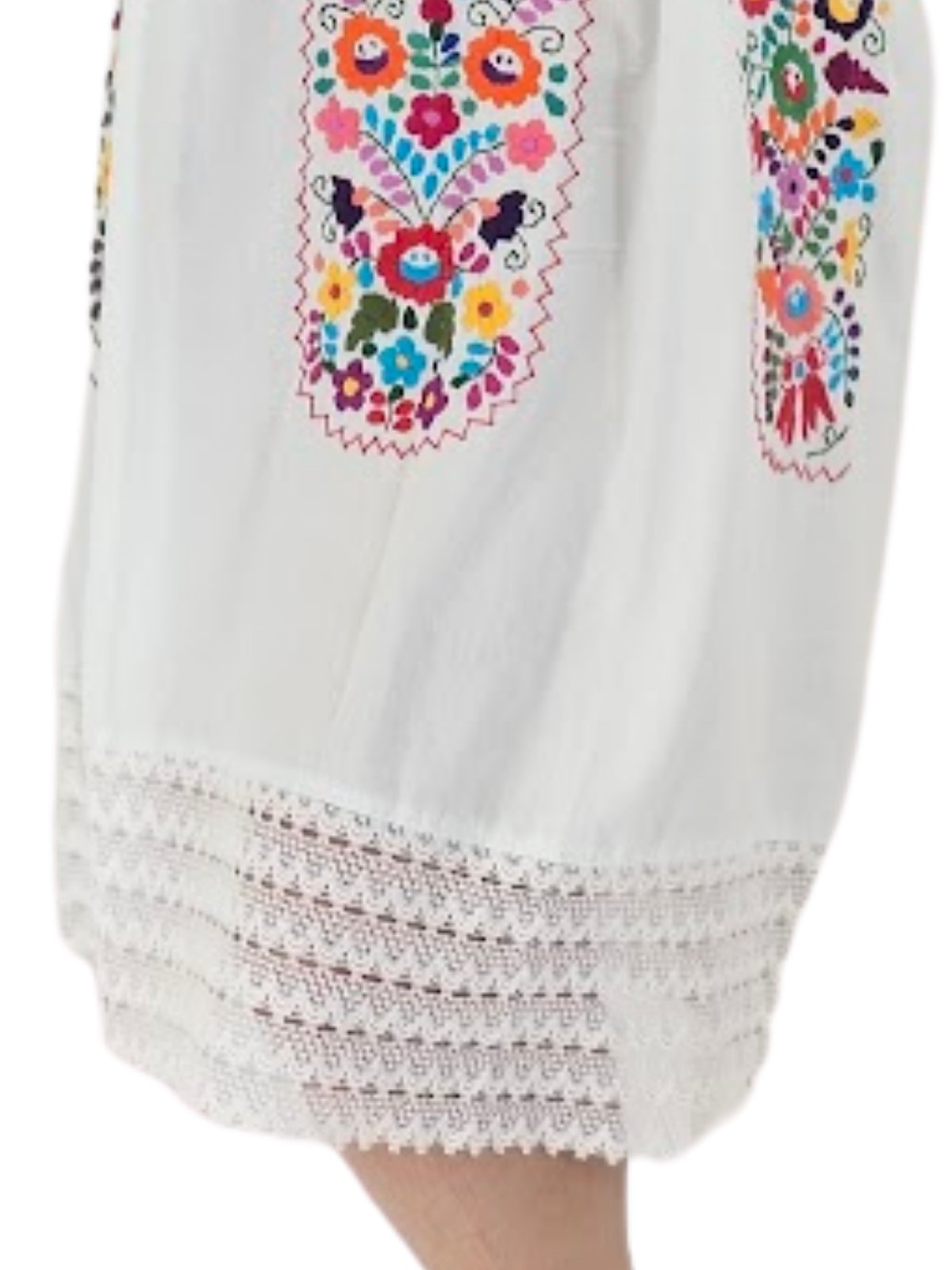 Mexican Folkloric Embrodered Huipil White - Tenku Designs