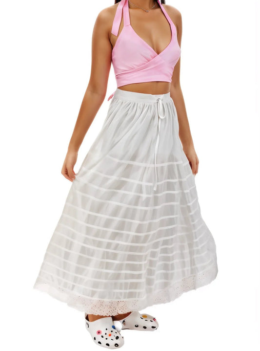 Multi - Way Halter Cross Neck Wrap Top with 2 Interchangeable Buckles – Adjustable, Chlorine - Resistant, Versatile Crop Top Light Pink - Tenku Designs