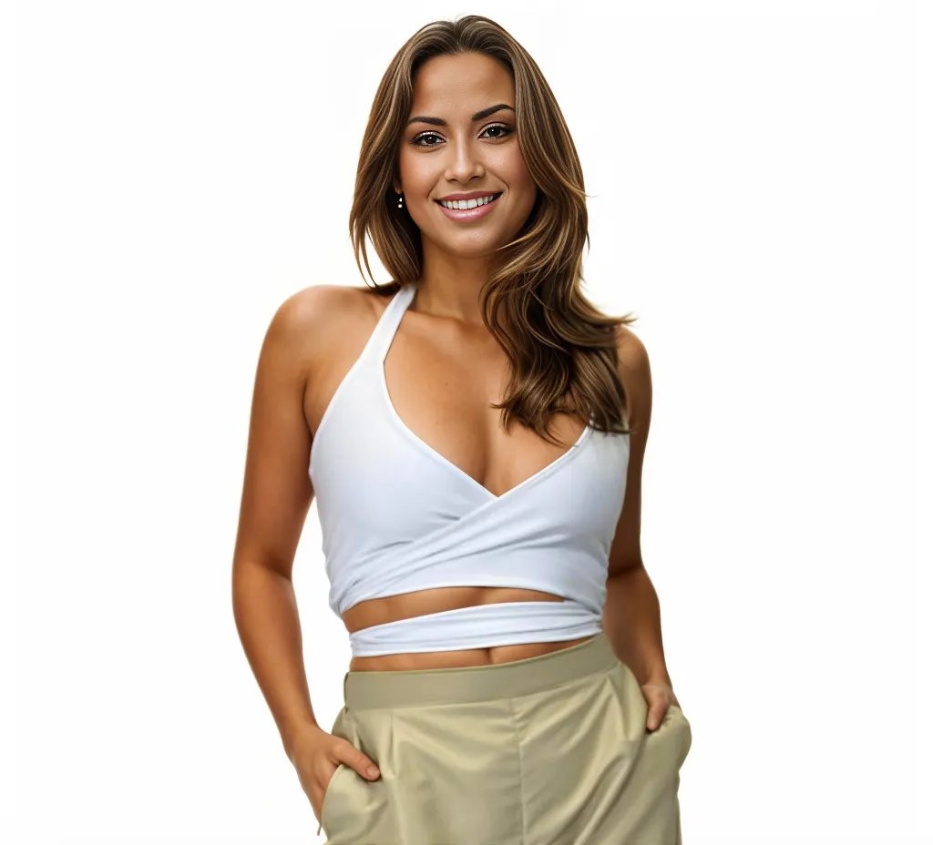 Multi - Way Halter Cross Neck Wrap Top with 2 Interchangeable Buckles – Adjustable, Chlorine - Resistant, Versatile Crop Top White - Tenku Designs