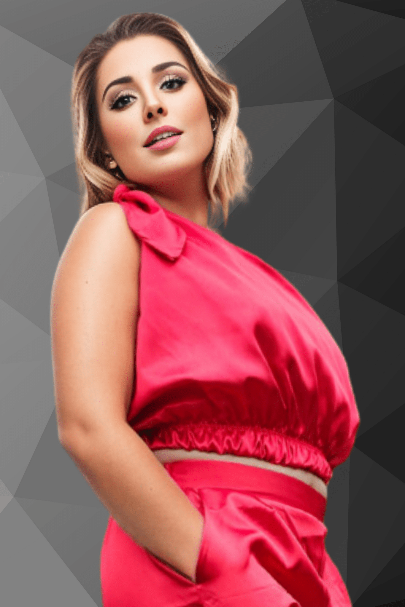 One Shoulder Satin Puff Crop Top Red - Tenku Designs