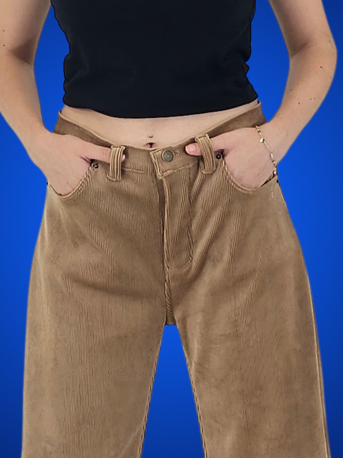 Oversized 5 Pocket Corduroy Pants Khaki - Tenku Designs