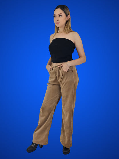 Oversized 5 Pocket Corduroy Pants Khaki - Tenku Designs