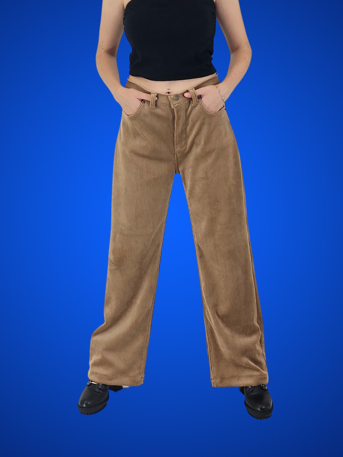 Oversized 5 Pocket Corduroy Pants Khaki - Tenku Designs