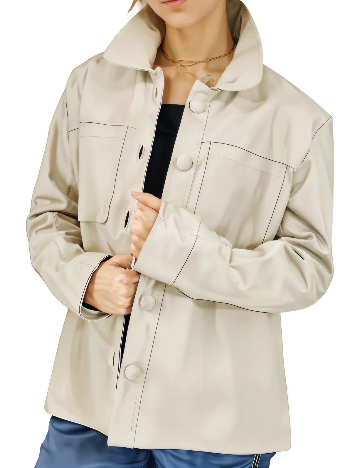 Oversized Leather Shirt Bone - Tenku Designs