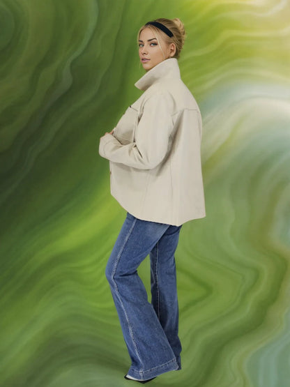 Oversized Leather Shirt Bone - Tenku Designs