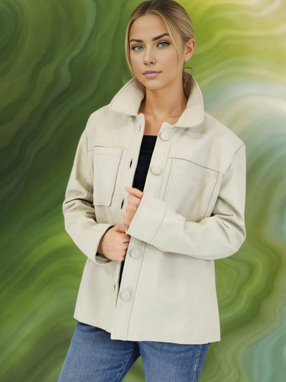 Oversized Leather Shirt Bone - Tenku Designs