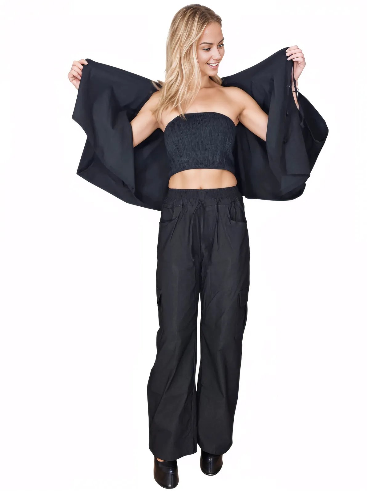 Oversized Pants Set Black - Tenku Designs