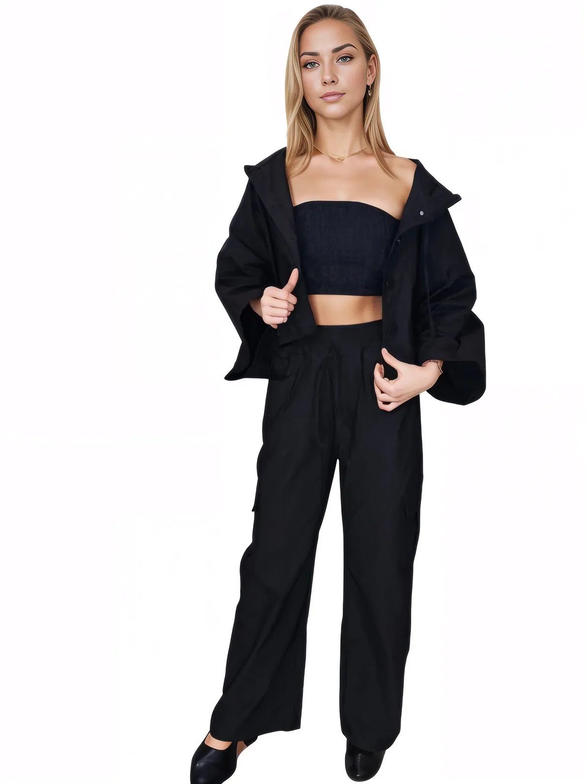 Oversized Pants Set Black - Tenku Designs