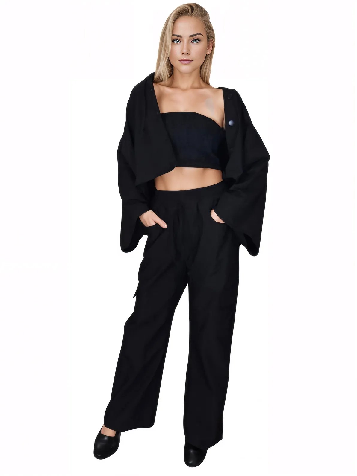 Oversized Pants Set Black - Tenku Designs