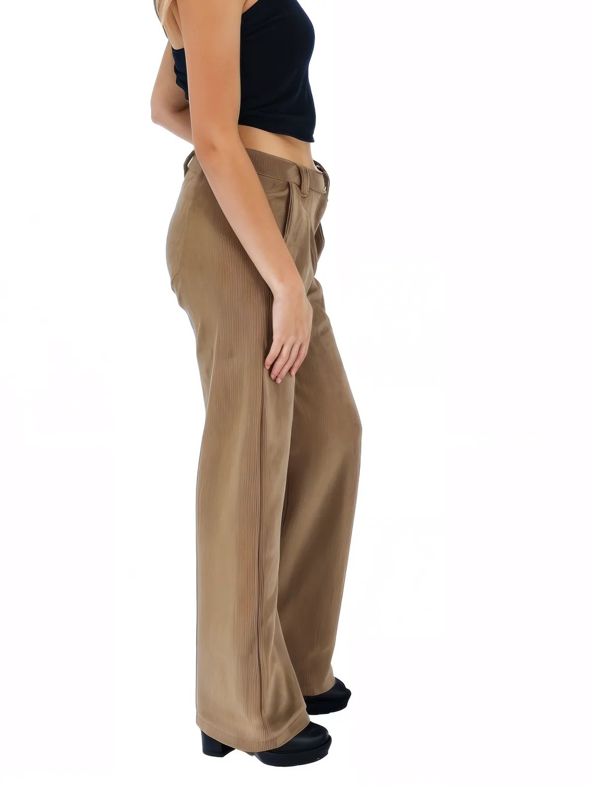 Oversized Pleated Corduroy Pants Khaki - Tenku Designs