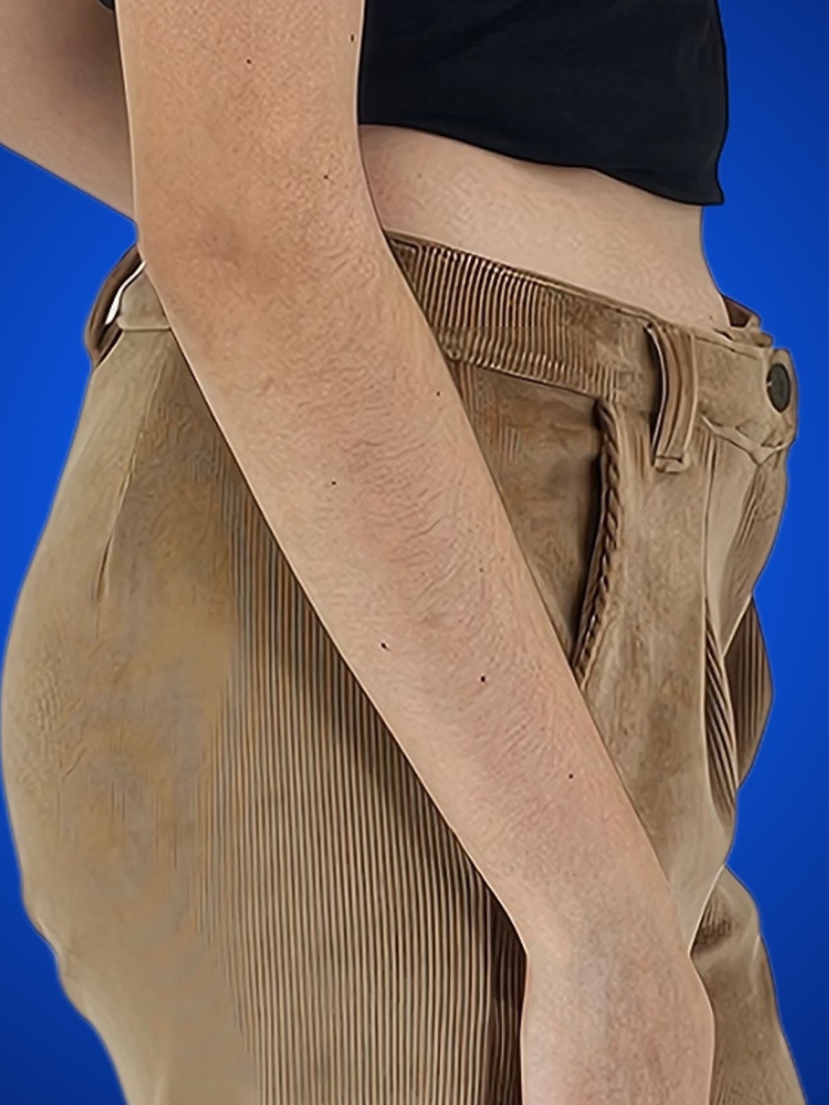 Oversized Pleated Corduroy Pants Khaki - Tenku Designs