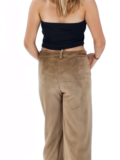 Oversized Pleated Corduroy Pants Khaki - Tenku Designs