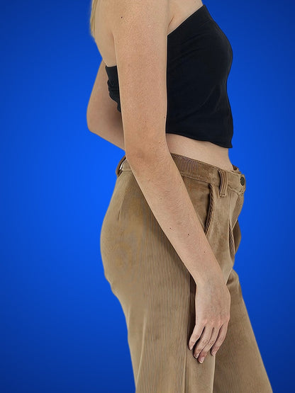 Oversized Pleated Corduroy Pants Khaki - Tenku Designs