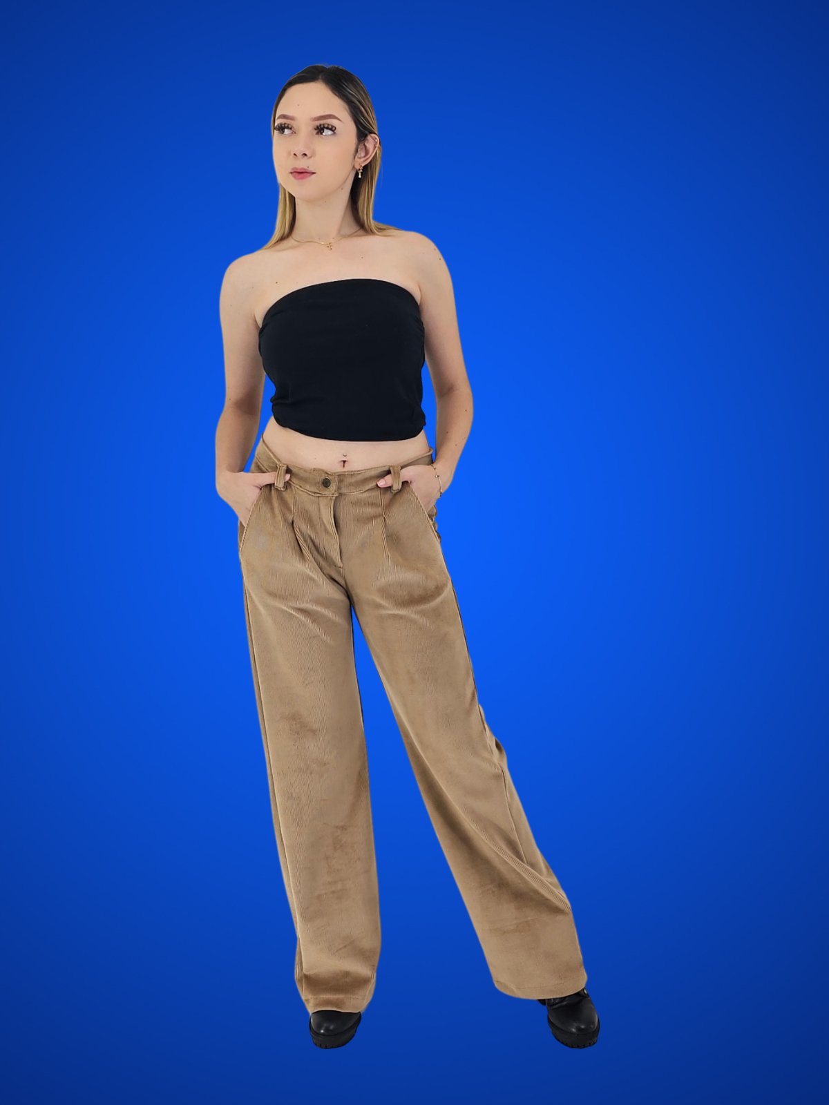 Oversized Pleated Corduroy Pants Khaki - Tenku Designs