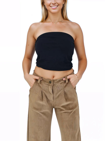 Oversized Pleated Corduroy Pants Khaki - Tenku Designs