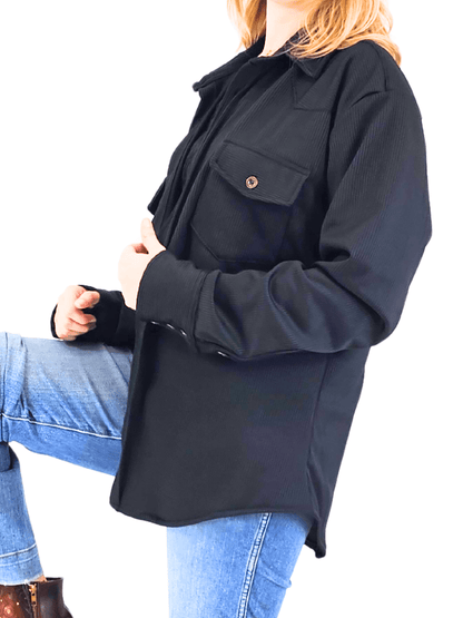 Oversized Shirt – Luxe Comfort with Country - Chic Style Black - Tenku Designs