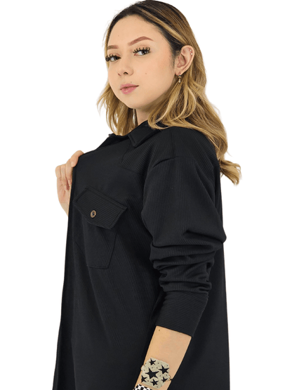 Oversized Shirt – Luxe Comfort with Country - Chic Style Black - Tenku Designs