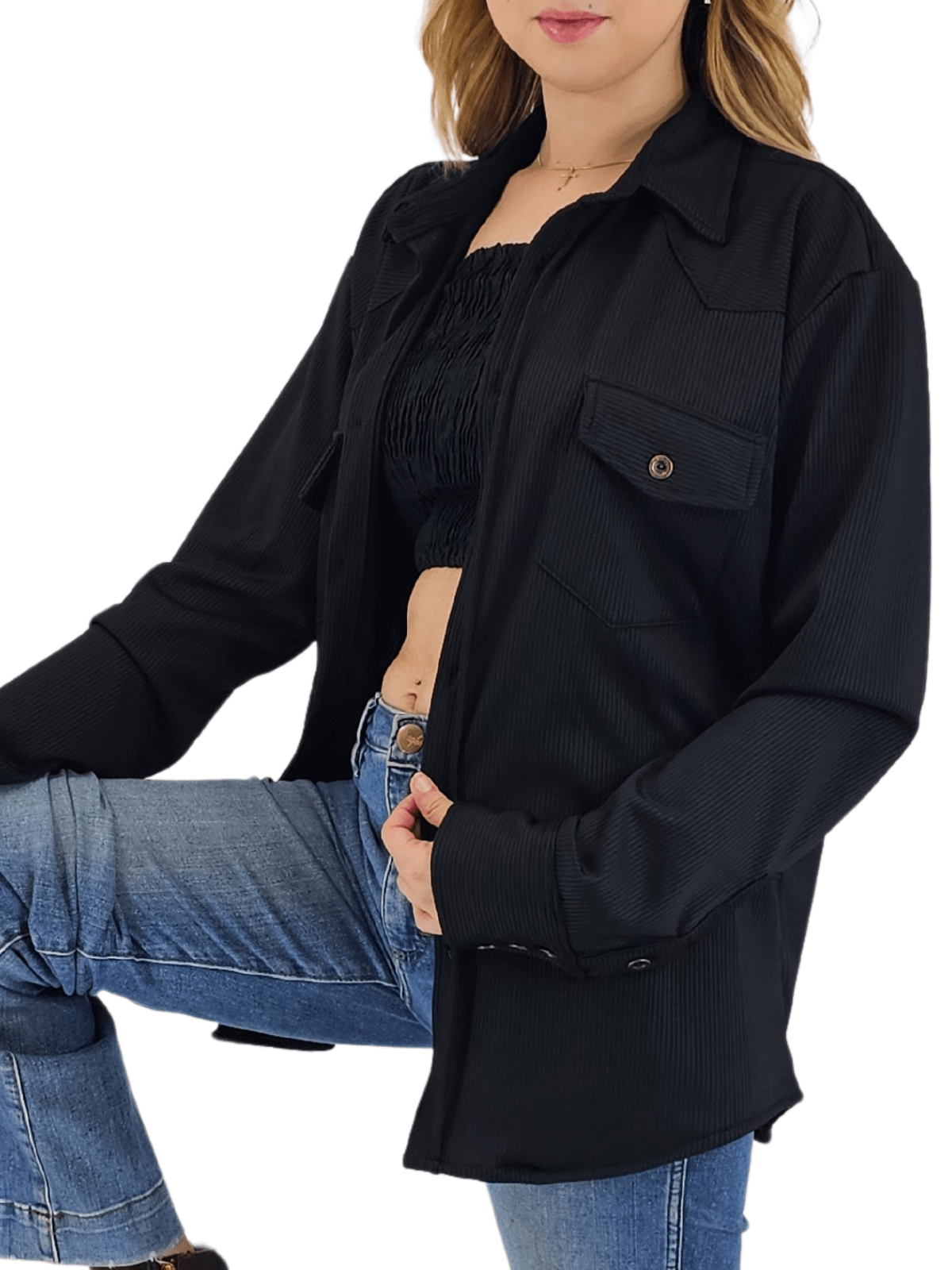 Oversized Shirt – Luxe Comfort with Country - Chic Style Black - Tenku Designs