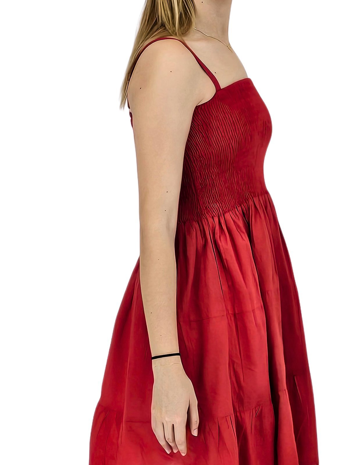 Red Cotton Spaghetti Strap Dress – Smocked Fit | Tenku Designs - Tenku Designs